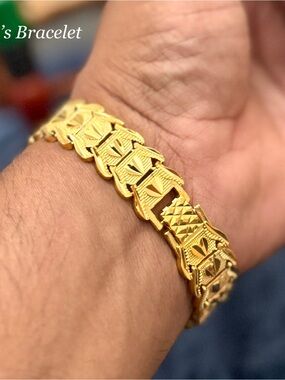 Gold Link Bracelet for Men, 24k Duabi gold plated bracelet, Gift for him